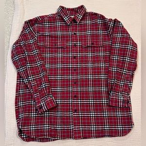 LL Bean Men's Chamois Shirt Traditional Fit Red Plaid 100% Cotton SZ XL Tall